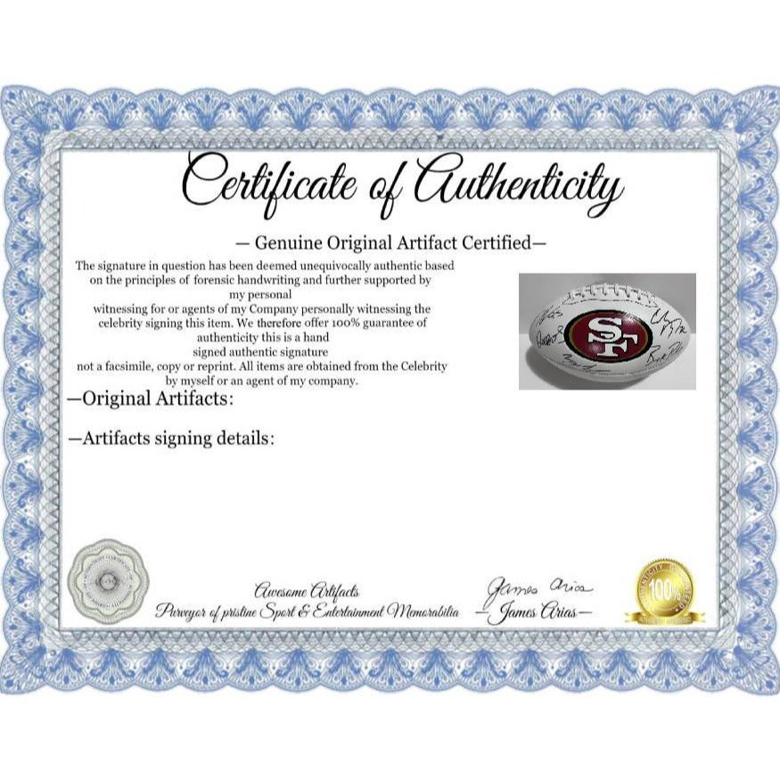 San Francisco 49ers Deebo Samuel Christian McCaffrey Brandon Aiyuk George Kittle Brock Purdy full size football signed with proof