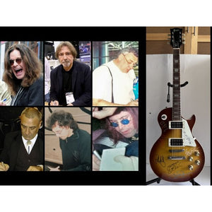 Randy Rhoads Ronnie James Dio Ozzy Osbourne Tony iomi Geezer Butler Bill Ward Black Sabbath  Electric full size  signed