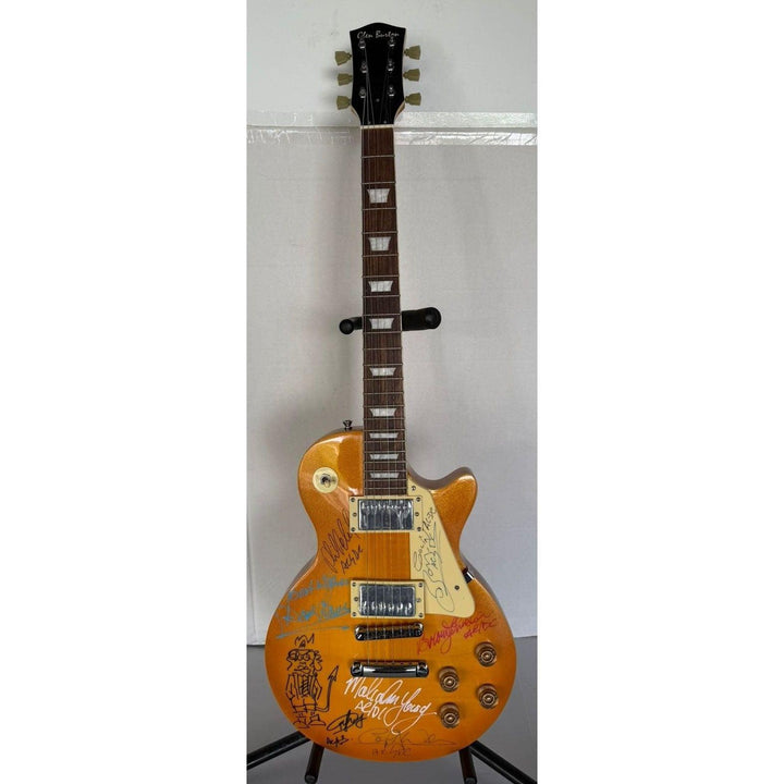 ACDC vintage gold les paul electric guitar with Dave Evans, Colin Burgess, Bon Scott, Angus & Malcom Young, Cliff Williams & Phil Rudd.