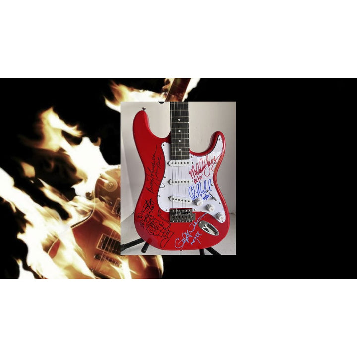 ACDC Angus & Malcolm Young Brian Johnson Cliff Williams Phil Rudd stratocaster Electric Guitar signed with proof