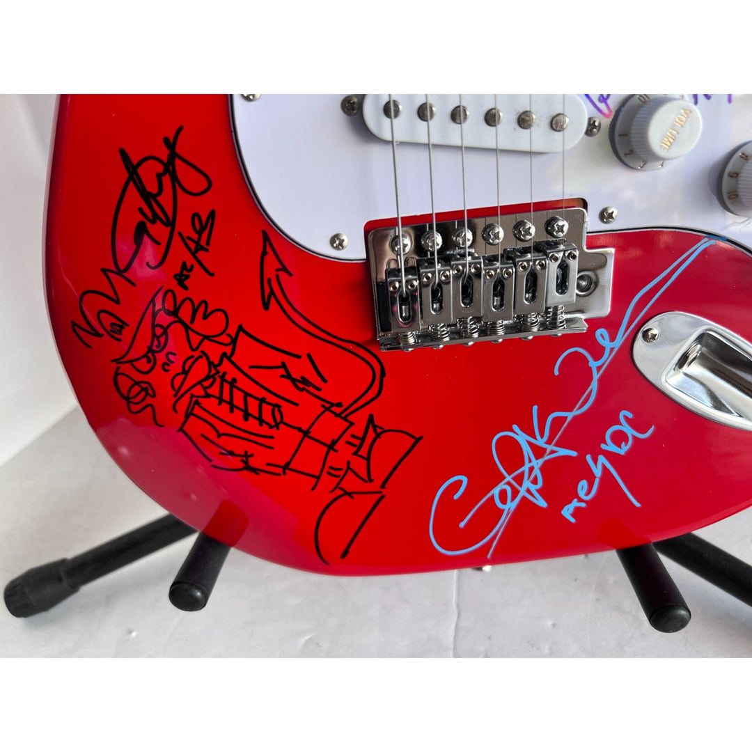 ACDC Angus & Malcolm Young Brian Johnson Cliff Williams Phil Rudd stratocaster Electric Guitar signed with proof