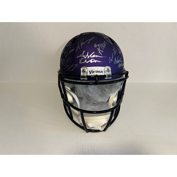 Sam darnold Justin Jefferson 2024 Minnesota Vikings Riddell full size helmet with over 40 signatures signed with proof