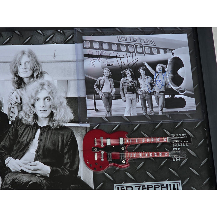 Jimmy Page Robert Plant John Bonham John Paul Jones signed and framed 8x10 and ticket.