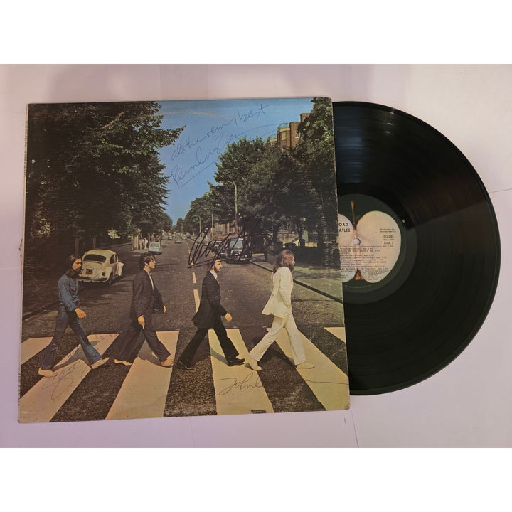 The Beatles Abbey Road Paul McCartney John Lennon George Harrison Ringo Starr signed with proof.
