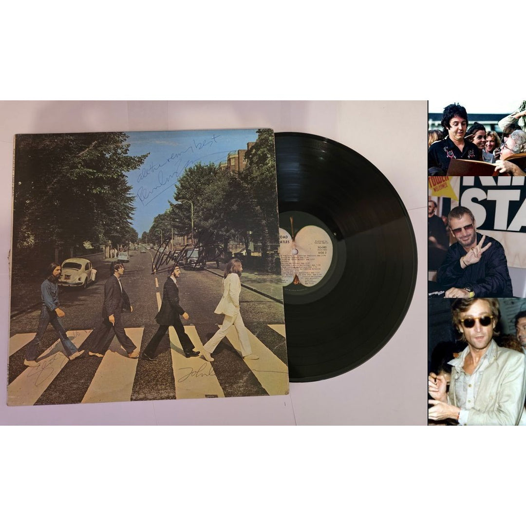 The Beatles Abbey Road Paul McCartney John Lennon George Harrison Ringo Starr signed with proof.