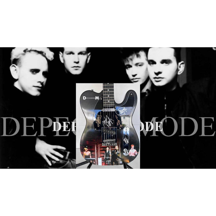 Depeche Mode, Dave Gahan, Martin Gore, Andy Fletcher, Alan Wilder, ONE OF A KIND full size telecaster electric guitar, signed with proof