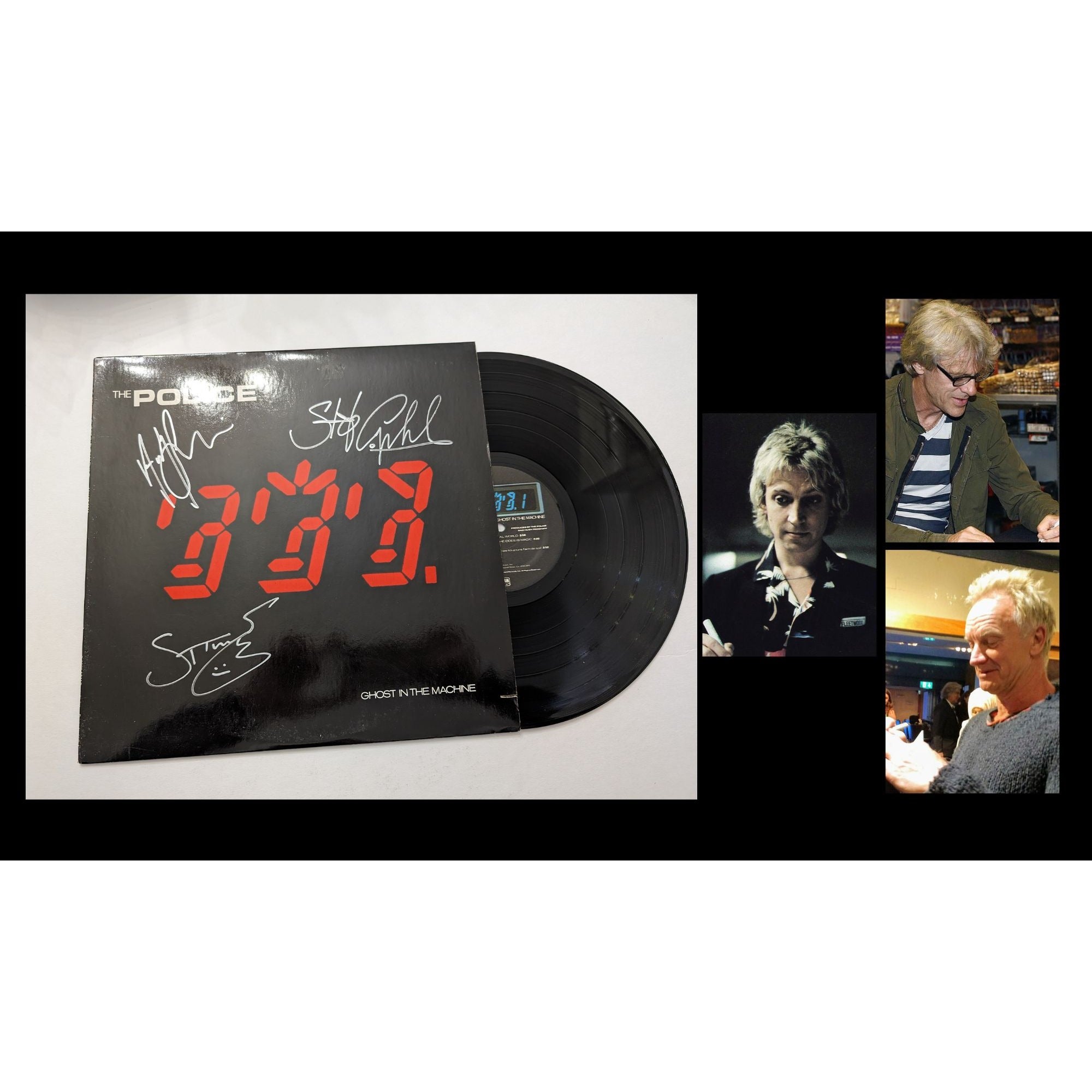 The Police Sting Gordon Sumner, Andy Summers Stuart Copeland Ghost in the Machine LP signed with proof