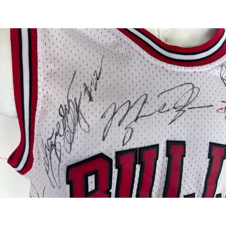 Chicago Bulls game model authentic jersey 1995-1996 Michael Jordan, Scottie Pippen, Dennis Rodman Phil Jackson team signed NBA Champs.