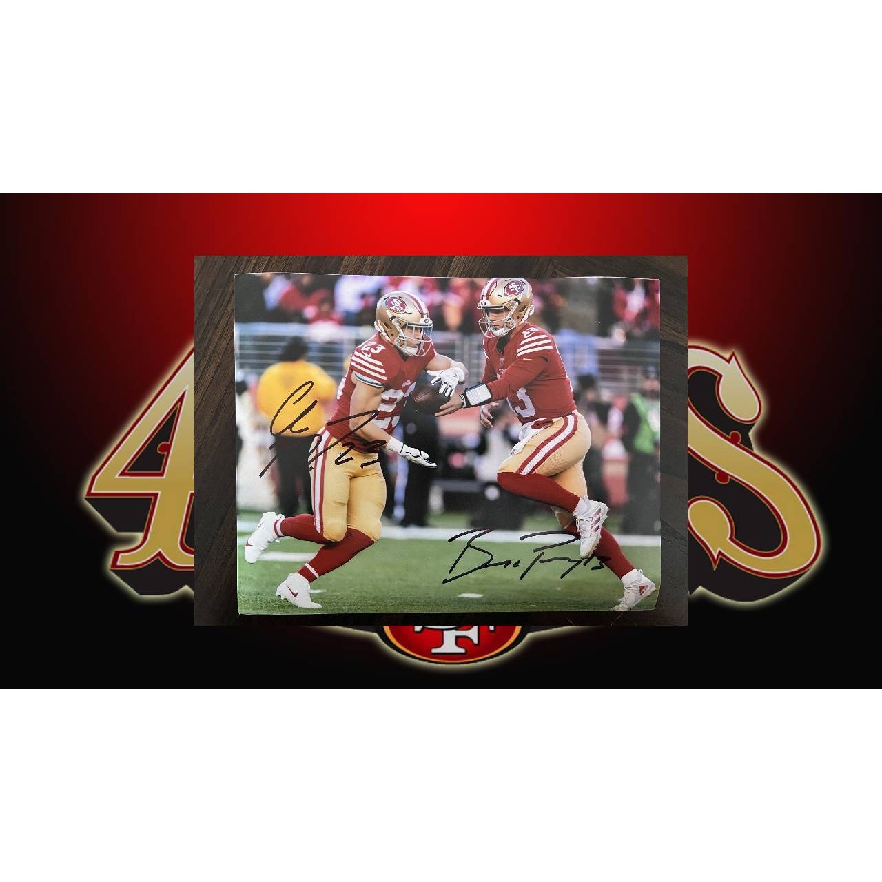 San Francisco 49ers brock purdy and Christian McCaffrey 8x10 photo signed with proof