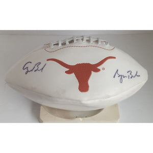George H.W. Bush and George W. Bush Texas Longhorn full size football signed with proof with free display case