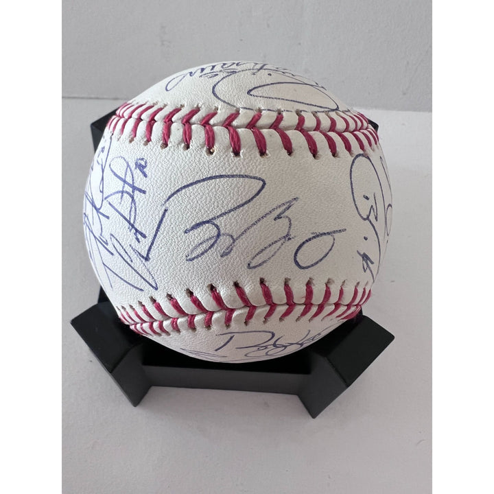 Buster Posey Bruce Bochy Tim Lincecum 2012 San Francisco Giants World Series champions team signed Rawlings commemorative baseball with proo