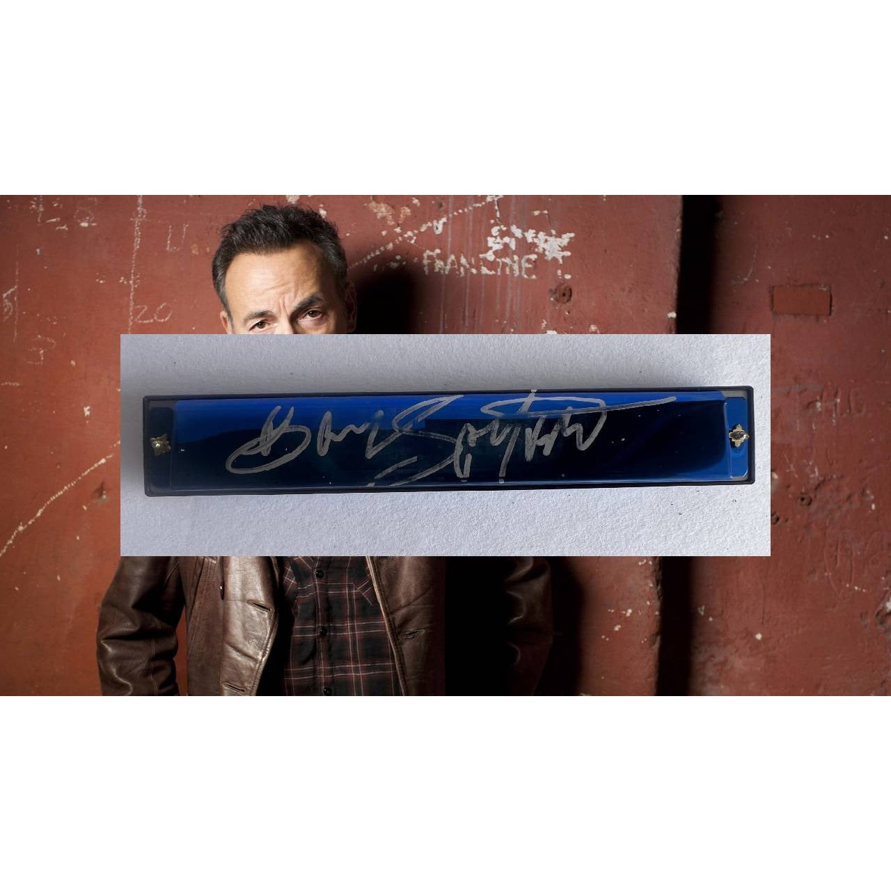 Bruce Springsteen harmonica signed with proof