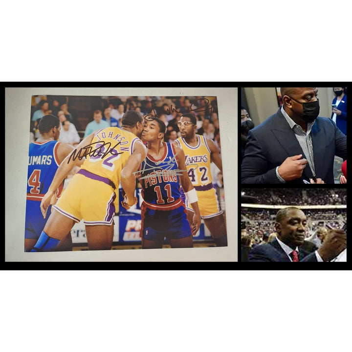 Ervin Magic Johnson Isaiah Thomas James Worthy NBA legends 8x10 photo signed with proof