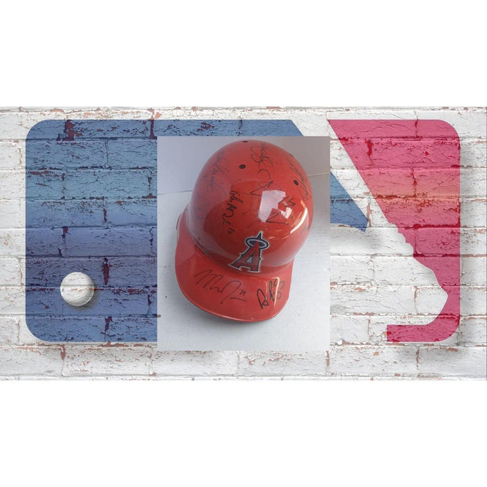 Mike Trout Albert Pujols California Angels of Los Angeles full size team batting helmet signed