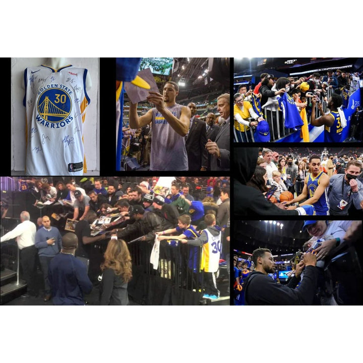 Golden State Warriors Draymond Green Steph Curry Klay Thompson 2021/22 NBA champions team signed jersey with proof