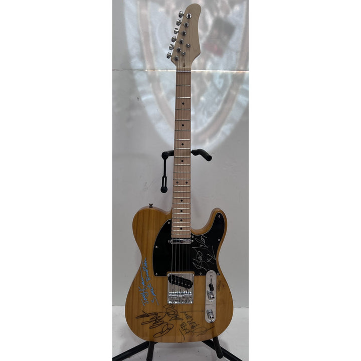 Aerosmith Steven Tyler Joe Perry Joey Kramer Brad Whitford butterscoth telecaster electric guitar signed with proof