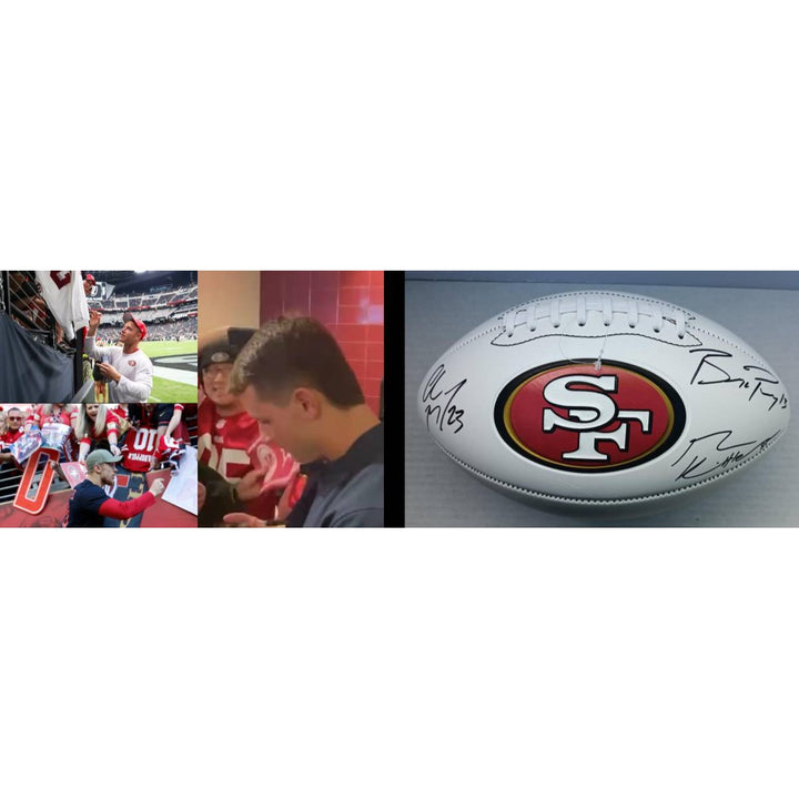 San Francisco 49ers Brock Purdy Christian McCaffrey George Kittle full size football signed with proof