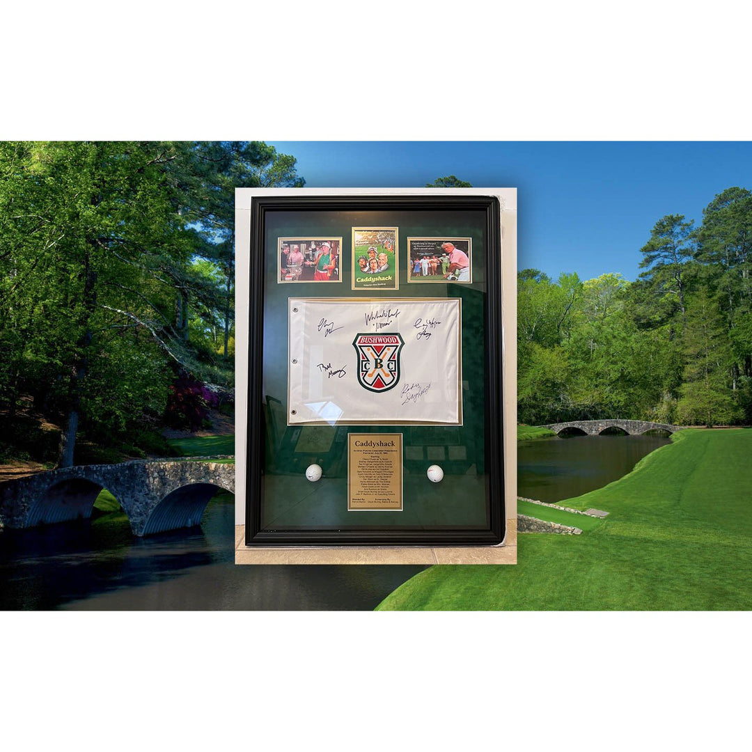 Caddyshack Bushwood Country Club Pin flag framed 36x26 cast signed with proof