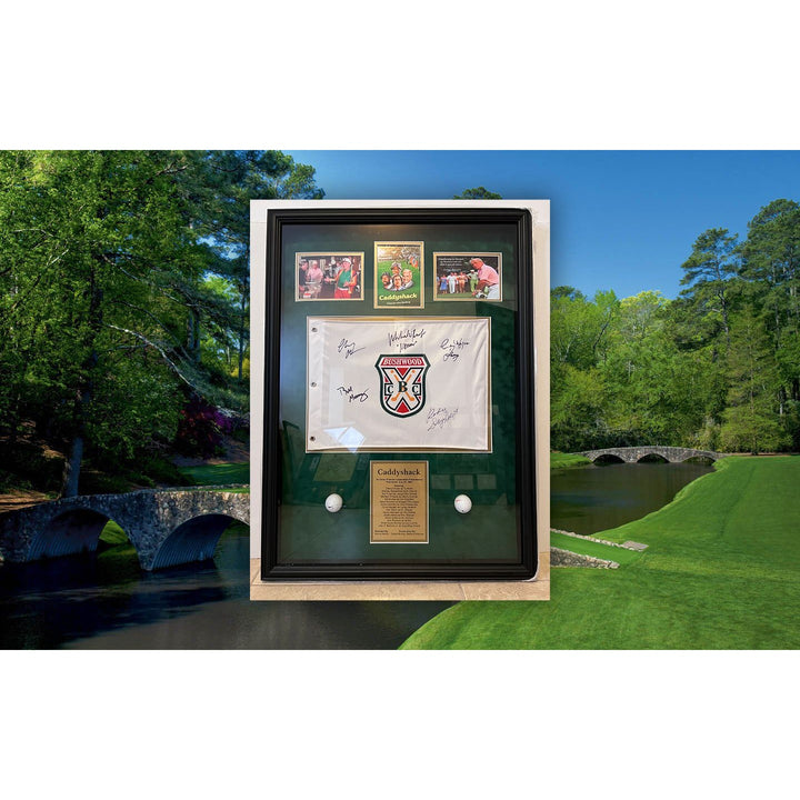 Caddyshack Bushwood Country Club Pin flag framed 36x26 cast signed with proof