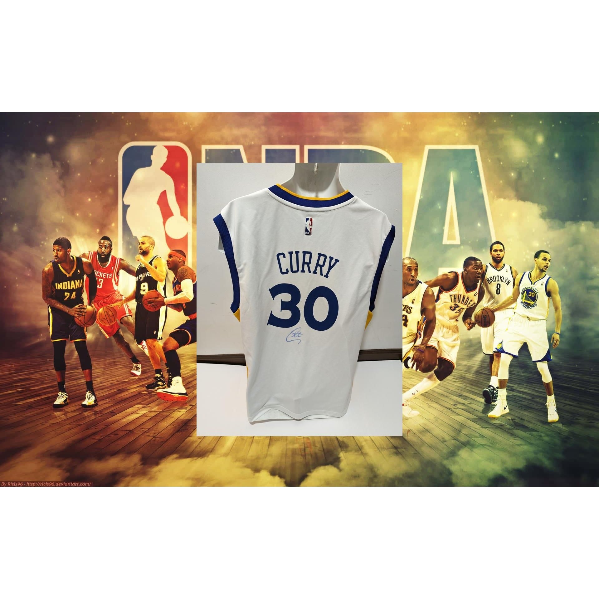 Stephen Curry Golden State Warriors Adidas game model jersey size large signed with proof