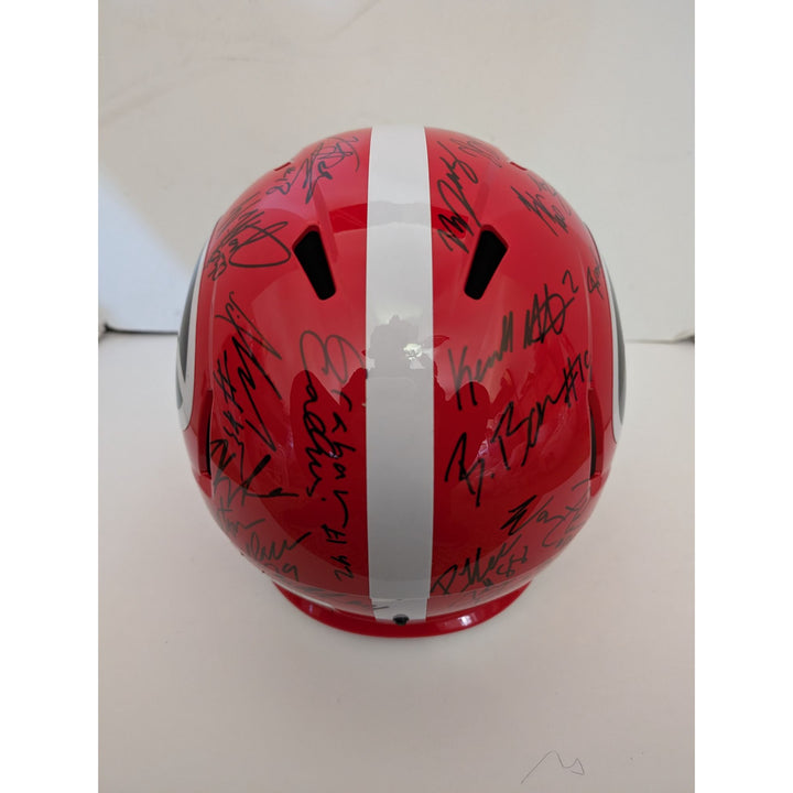 Stetson Bennett Kirby Smart Georgia Bulldogs 2022-23 NCAA national champions Riddell full size speed replica helmet signed with proof