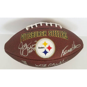 Pitt Steelers T. Bradshaw, J. Ham, Rocky Bleier, Lynn Swann, C. Knoll, J. Stallworth, F. Harris, J. Lambert synthetic leather football signd