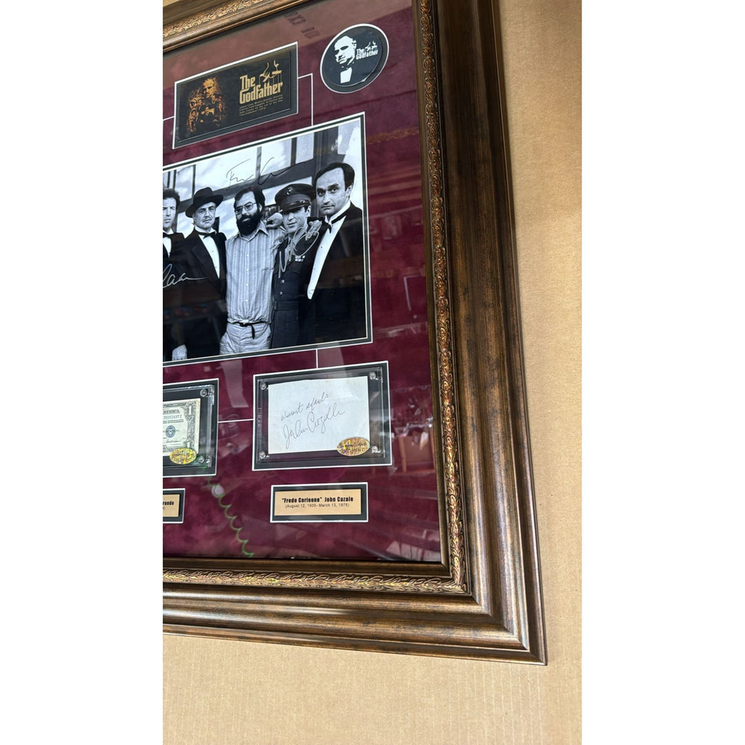 The Godfather Marlon Brando Francis Ford Coppola James Caan Al Pacino John Cazale 11x14 photo signed with proof and Museum quality frame