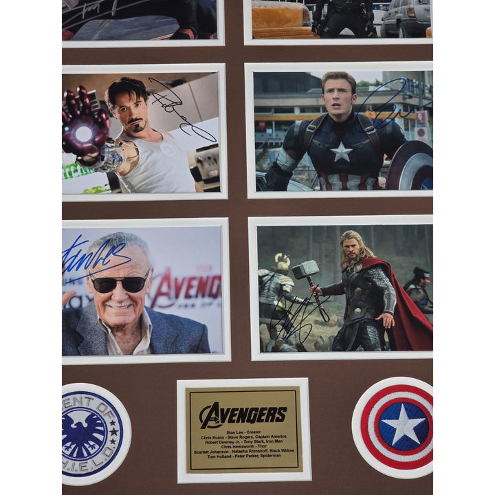Avengers 5x7 photos Chris Evans Scarlett Johansson Robert Downey Jr. Stan Lee signed and framed.