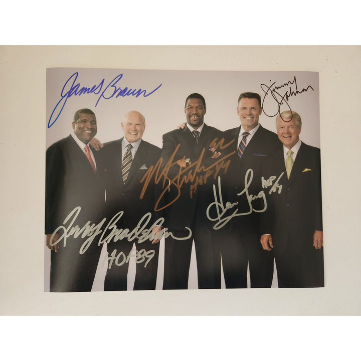 Terry Bradshaw Michael Strahan Howie Long Jimmy Johnson 8x10 photo signed