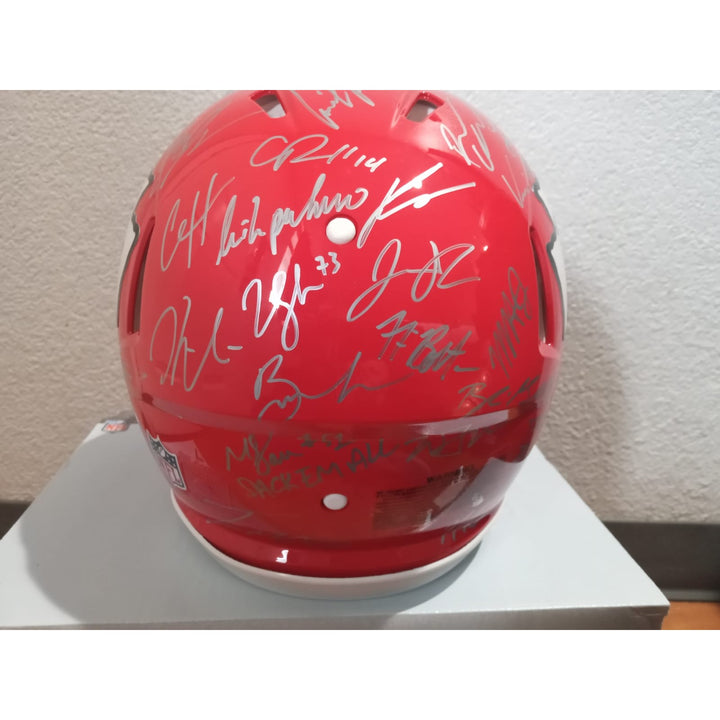 Kansas City Chiefs 2023 Super Bowl champions Riddell Speed authentic game model helmet 40 + sigs Patrick Mahomes Travis Kelce Andy Reid s