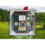 Load image into Gallery viewer, Jack Nicklaus Arnold Palmer Gary Player Masters Golf scorecard signed and framed 23.5x22.5 with proof
