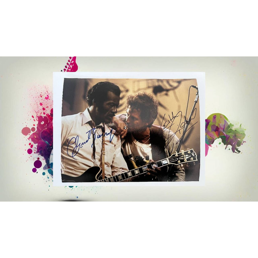 Chuck Berry and Keith Richards vintage 8x10 photo signed with proof