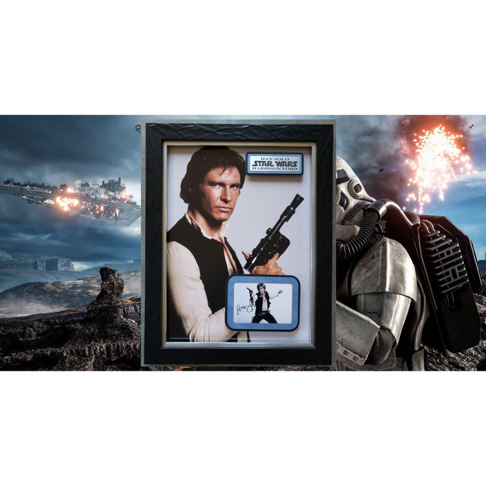 Harrison Ford "Han Solo" Star Wars, 5x7 photo signed with proof and Museum quality framed