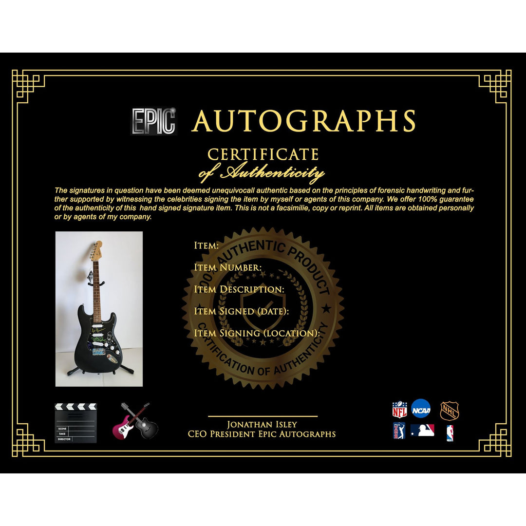 Maynard James, Keenan Danny Carey, Justin Chancellor, Adam Jones (Tool) authentic Fender Stratocasterelectric guitar signed with proof