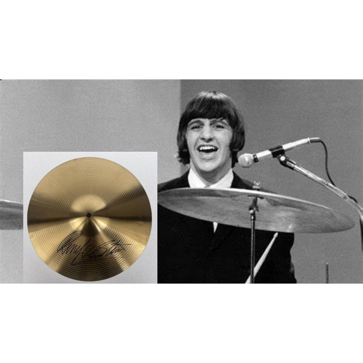 Ringo Starr Beatles iconic drummer 10" cymbal signed with proof.