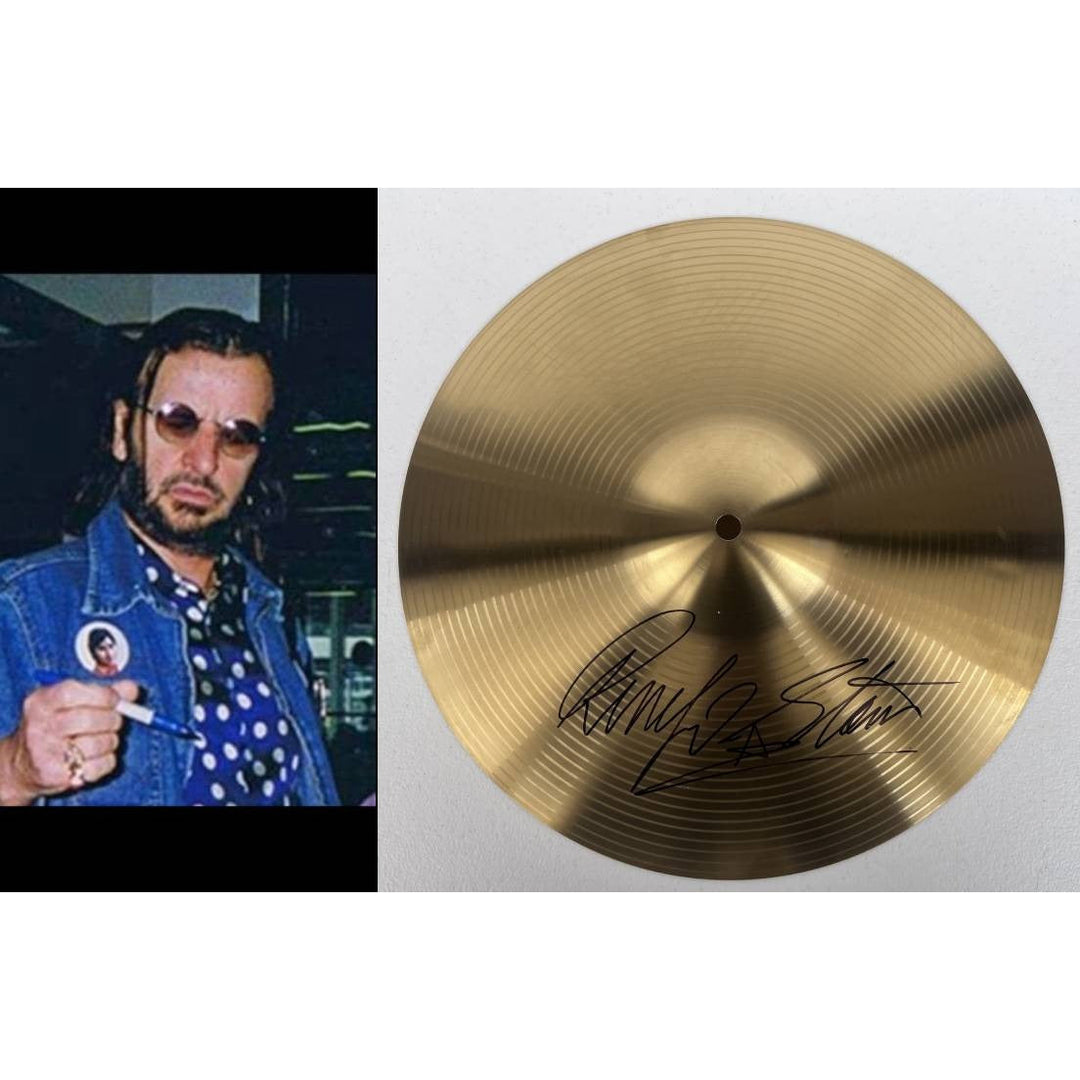 Ringo Starr Beatles iconic drummer 10" cymbal signed with proof.