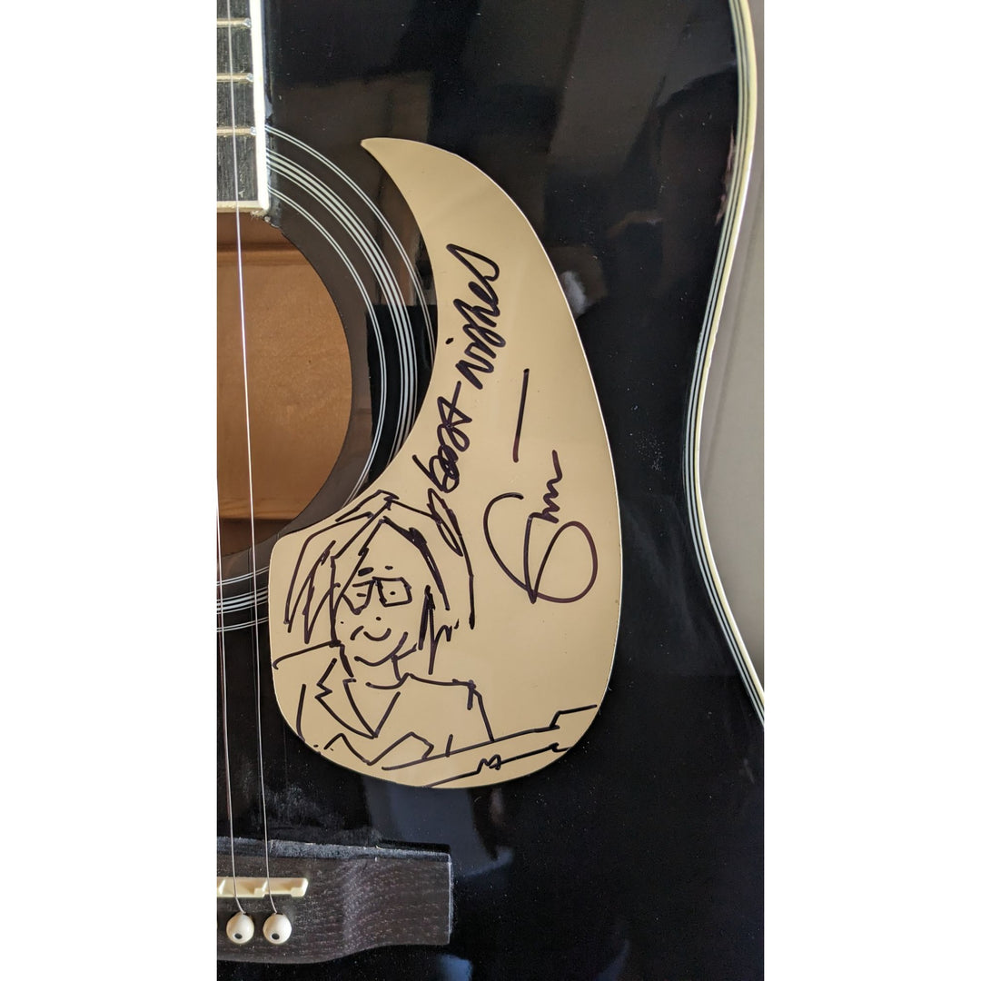 Eric Clapton with sketch 41' full size acoustic guitar signed with proof