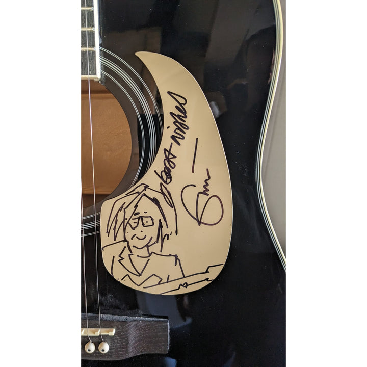 Eric Clapton with sketch 41' full size acoustic guitar signed with proof