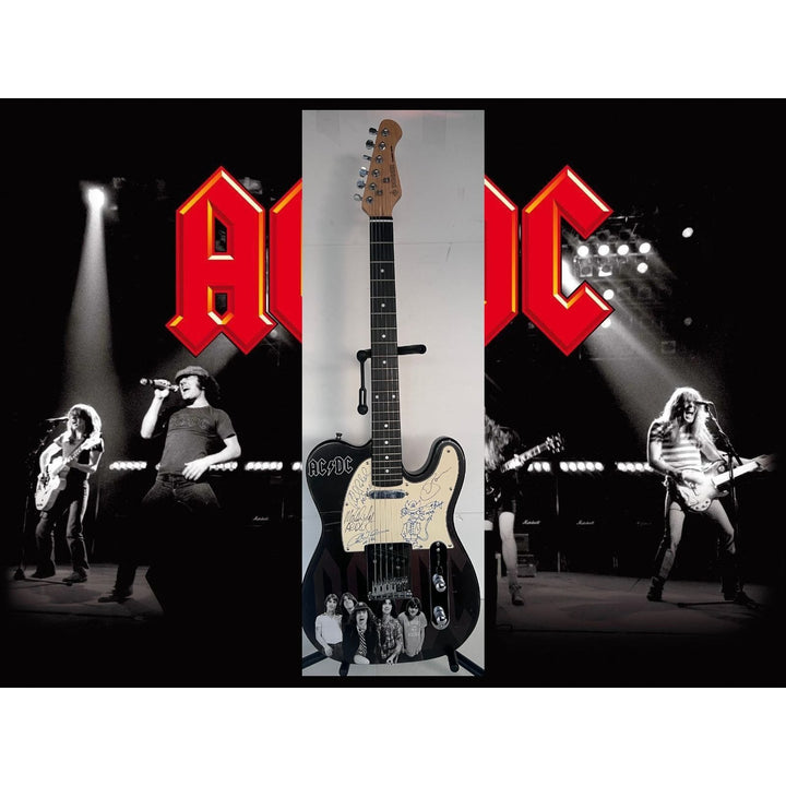 AC/DC Bon Scott, Cliff Williams, Angus Young, Malcolm Young, Phil Rudd one of a kind telecaster full size electric guitar signed with proof.