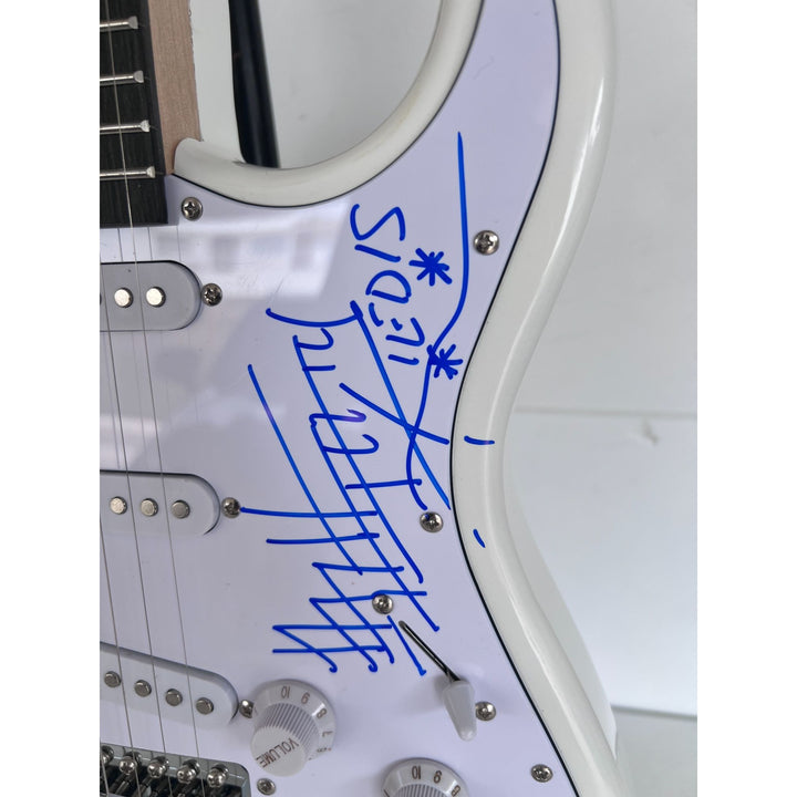 Anthony Kiedis Chad Smith Flea Red Hot Chili Peppers full size electric guitar signed and inscribed with proof.