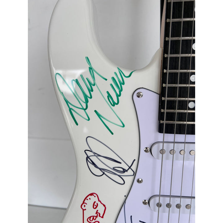 Anthony Kiedis Chad Smith Flea Red Hot Chili Peppers full size electric guitar signed and inscribed with proof.