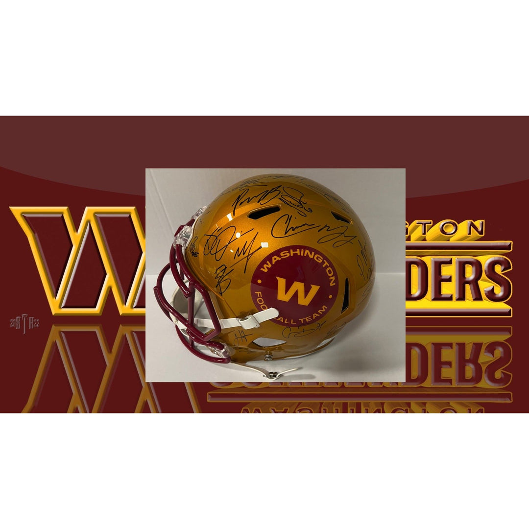 Washington Commanders Jayden Daniels Terry McLaurin  2024 team signed Riddell full size deluxe helmet 40 sigs signed with photo proof Awesome Artifacts