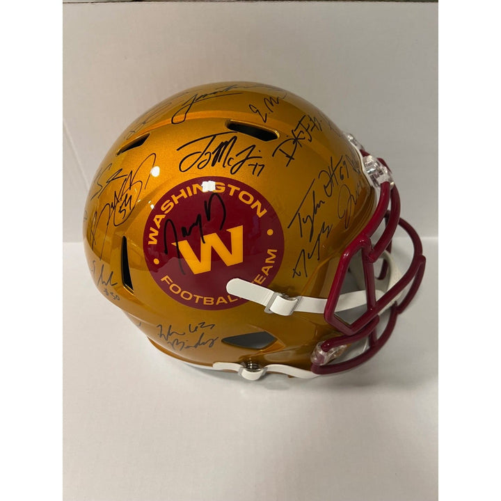 Washington Commanders Jayden Daniels Terry McLaurin  2024 team signed Riddell full size deluxe helmet 40 sigs signed with photo proof Awesome Artifacts