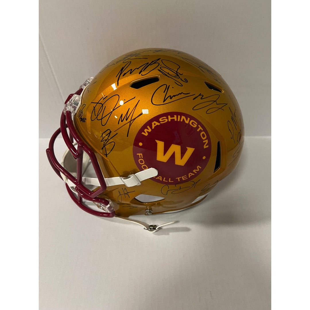 Washington Commanders Jayden Daniels Terry McLaurin  2024 team signed Riddell full size deluxe helmet 40 sigs signed with photo proof Awesome Artifacts