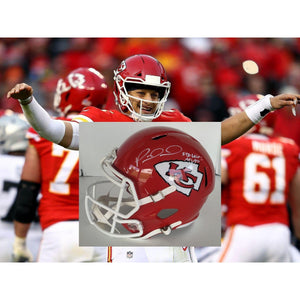Kansas City Chiefs Patrick Mahomes speed Riddell full size replica helmet signed with proof & inscription