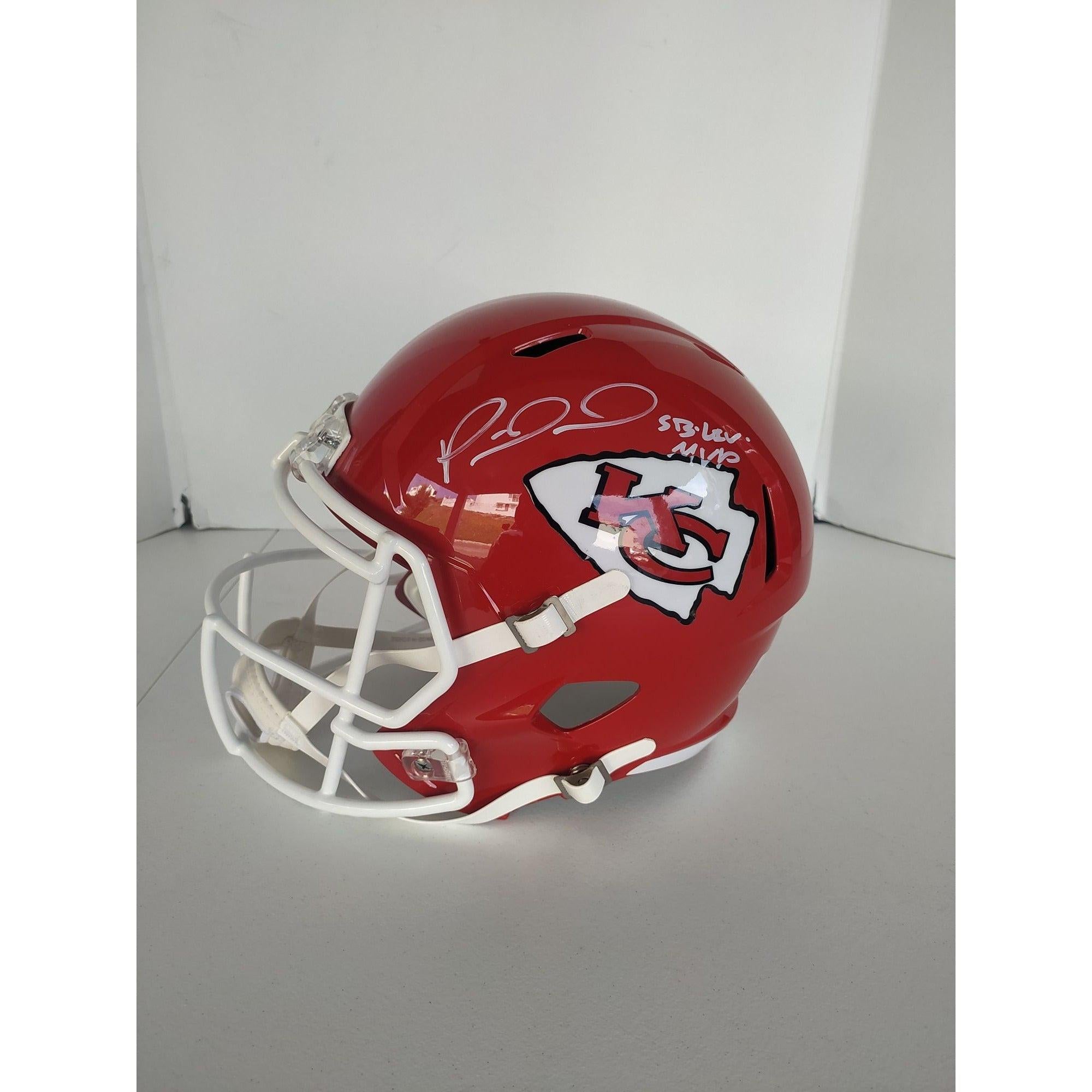 Kansas City Chiefs Patrick Mahomes speed Riddell full size replica helmet signed with proof & inscription