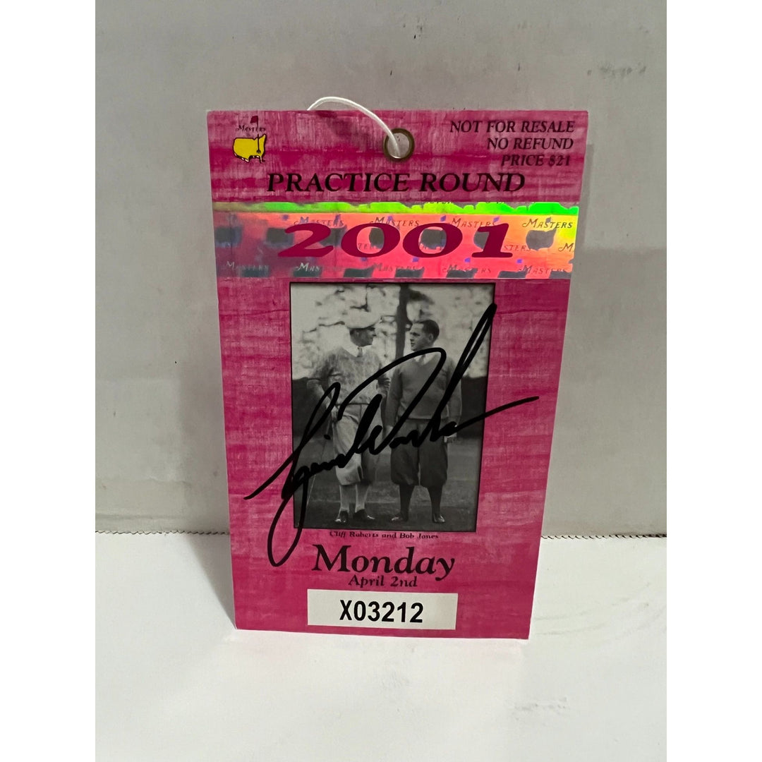 Tiger Woods 2001 Masters ticket signed with proof