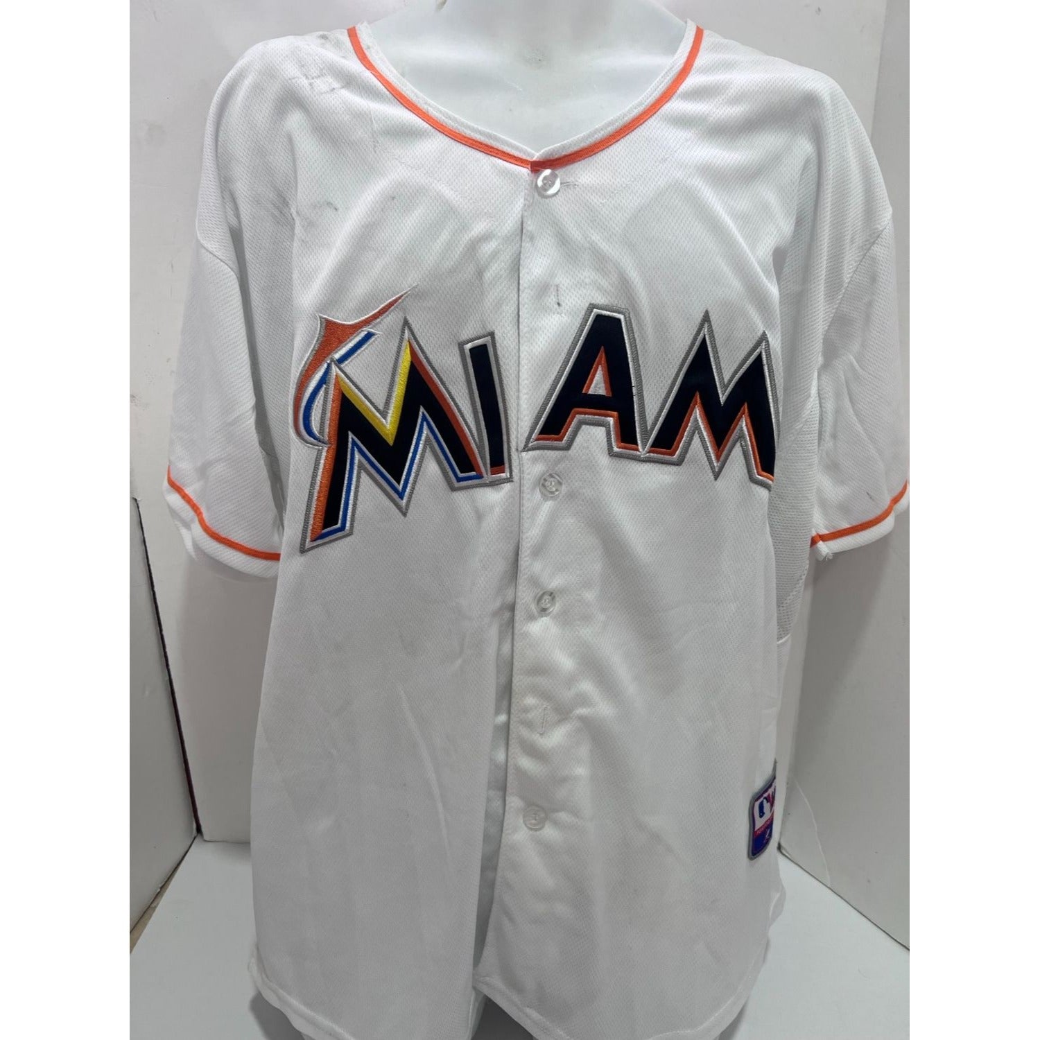 Giancarlo Stanton Miami Marlins game model embroidered Jersey Size 52 signed with proof