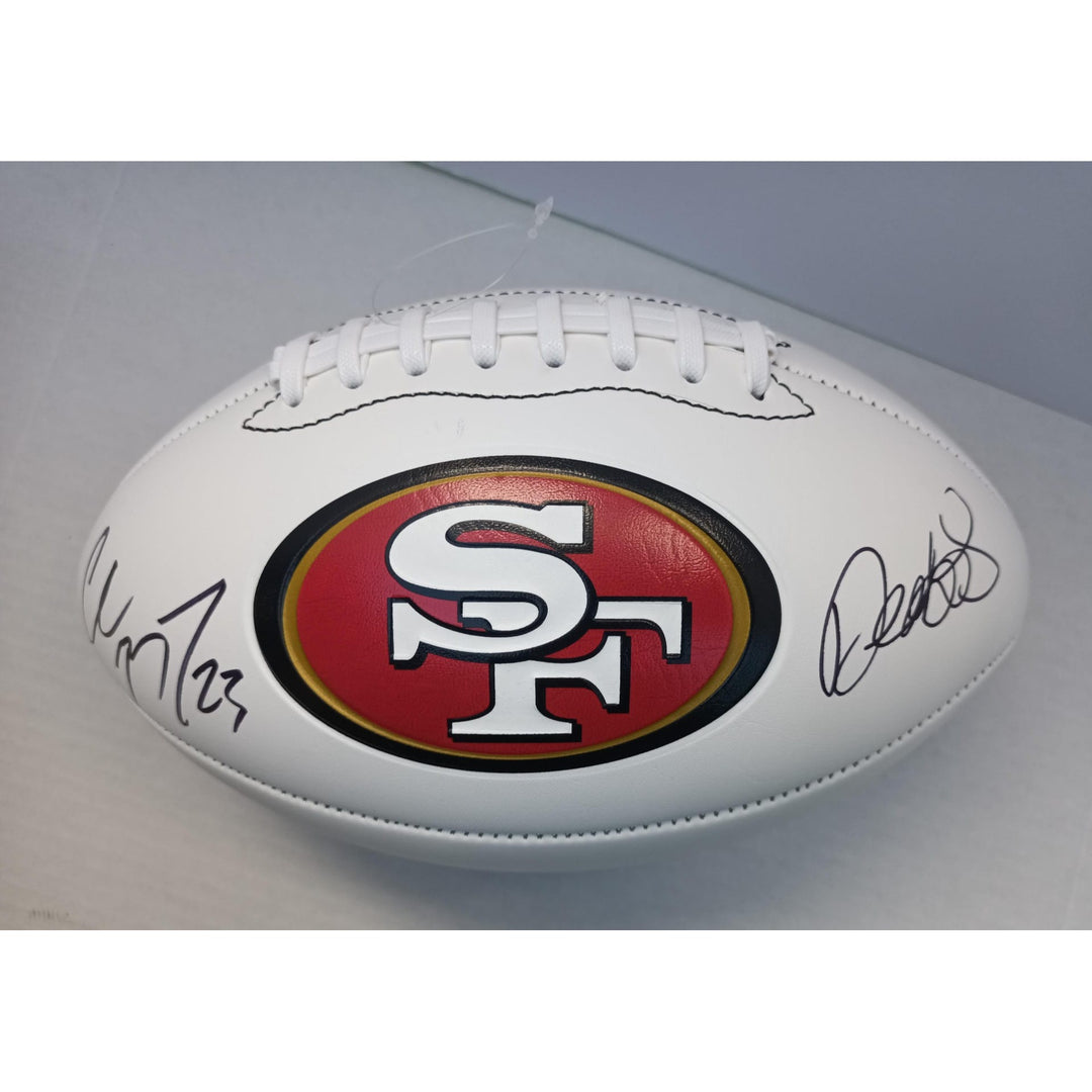 San Francisco 49ers Christian McCaffrey and Deebo Samuel full size football signed with proof