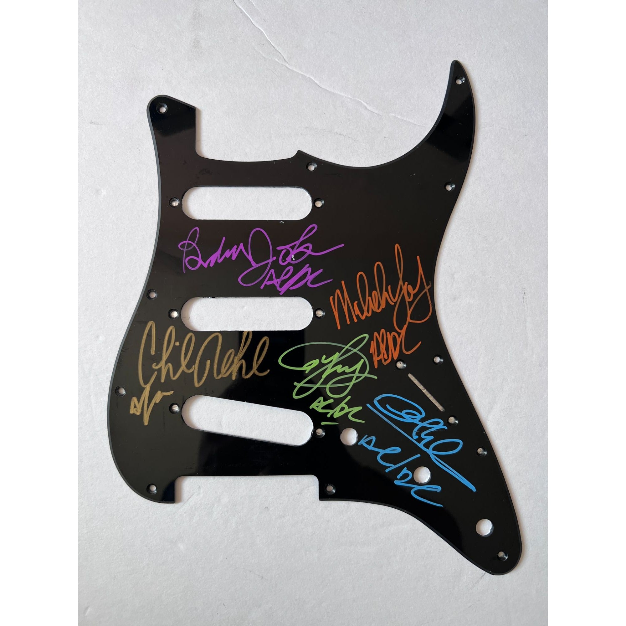 ACDC Angus and Malcolm Young  Stratocaster electric pickguard signed with proof